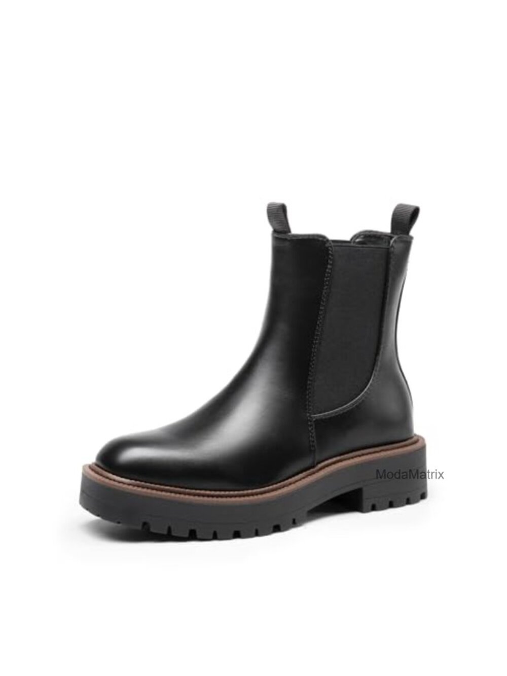 Faux Leather Chelsea Ankle Boots Slip On Chunky Heel Booties